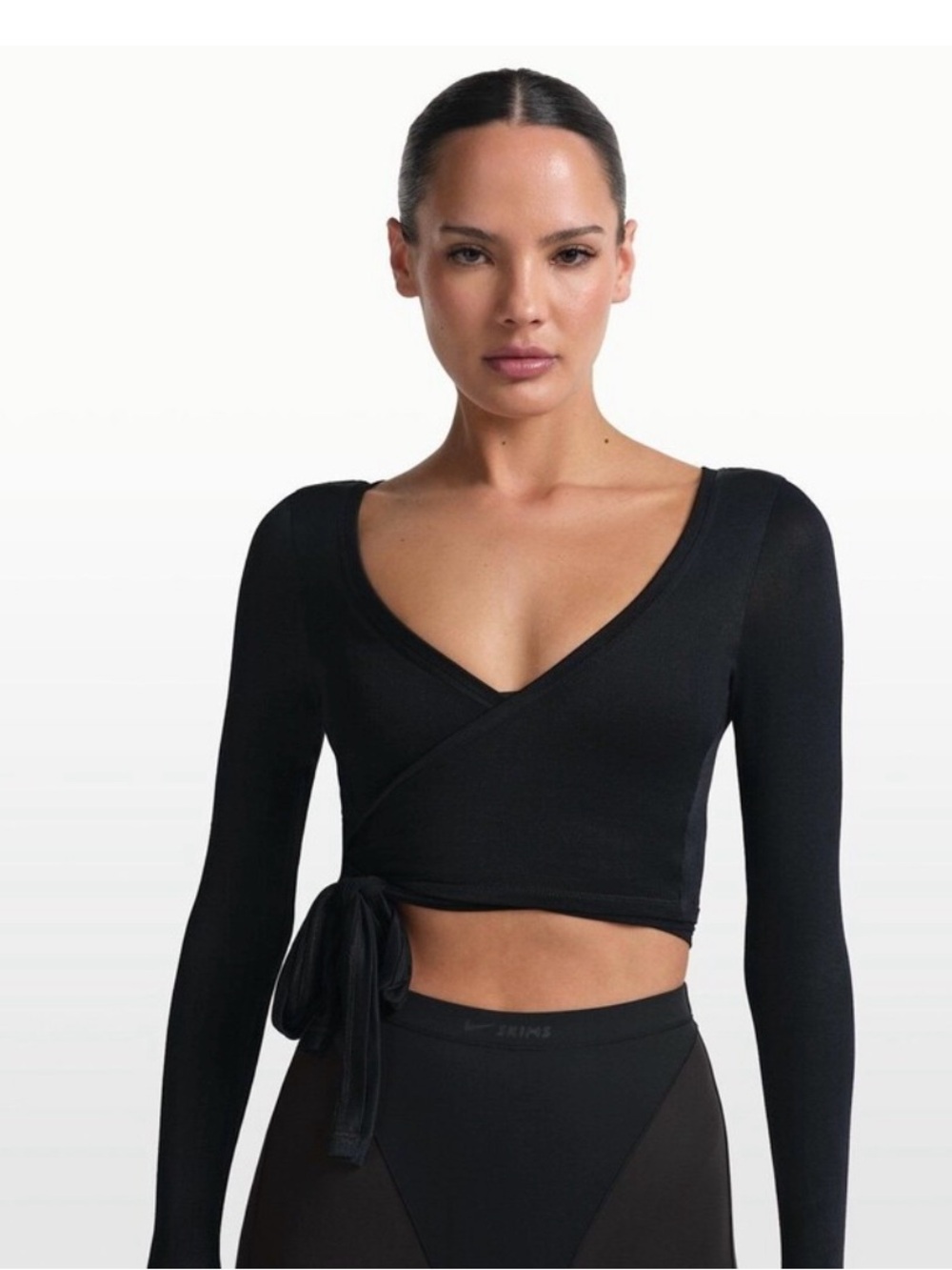 SKIMS x Nike stretch knit long sleeve wrap top